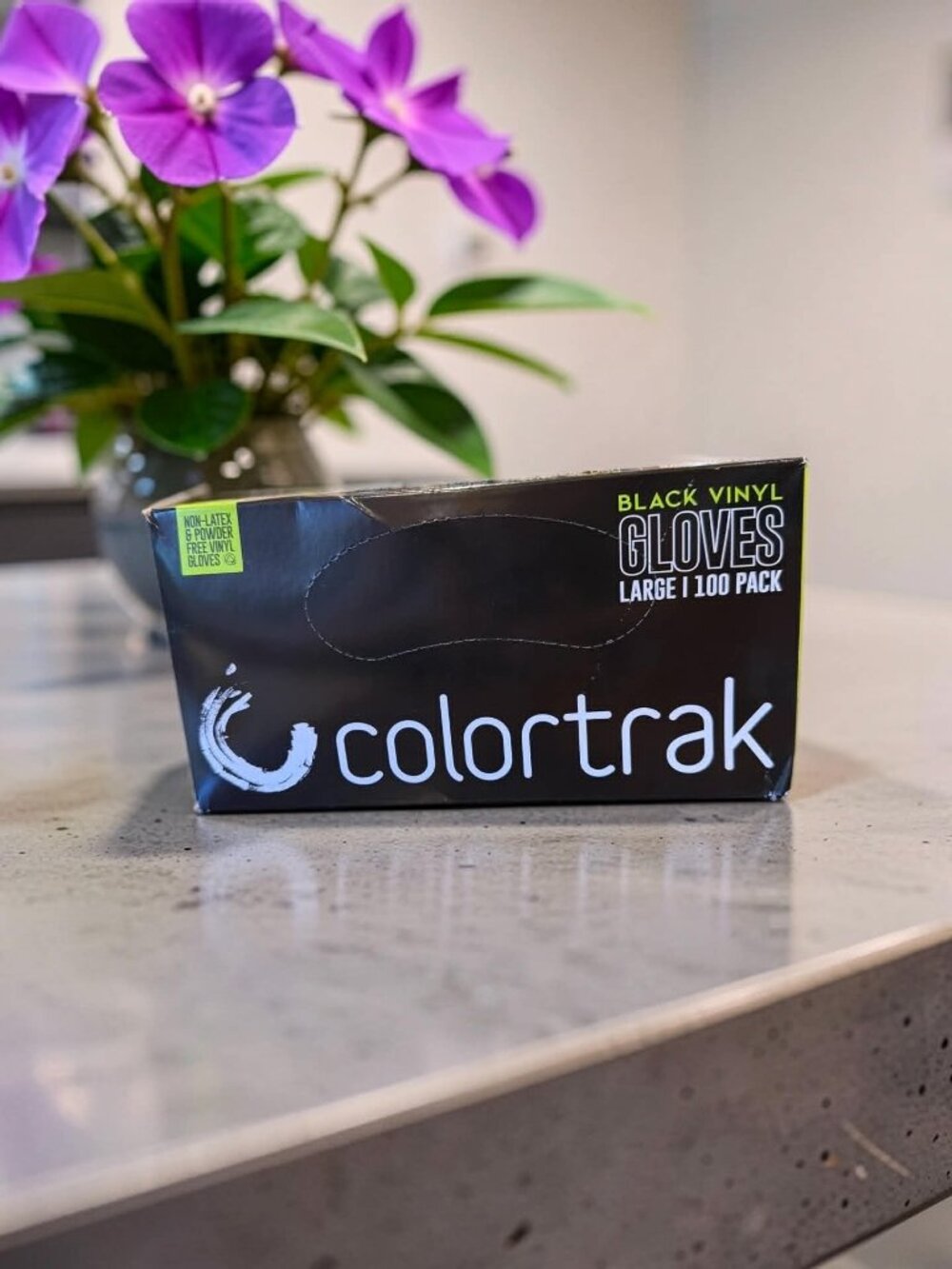 Colortrak Non- Latex & Powder Free Black Vinyl Gloves Large 100 Pack